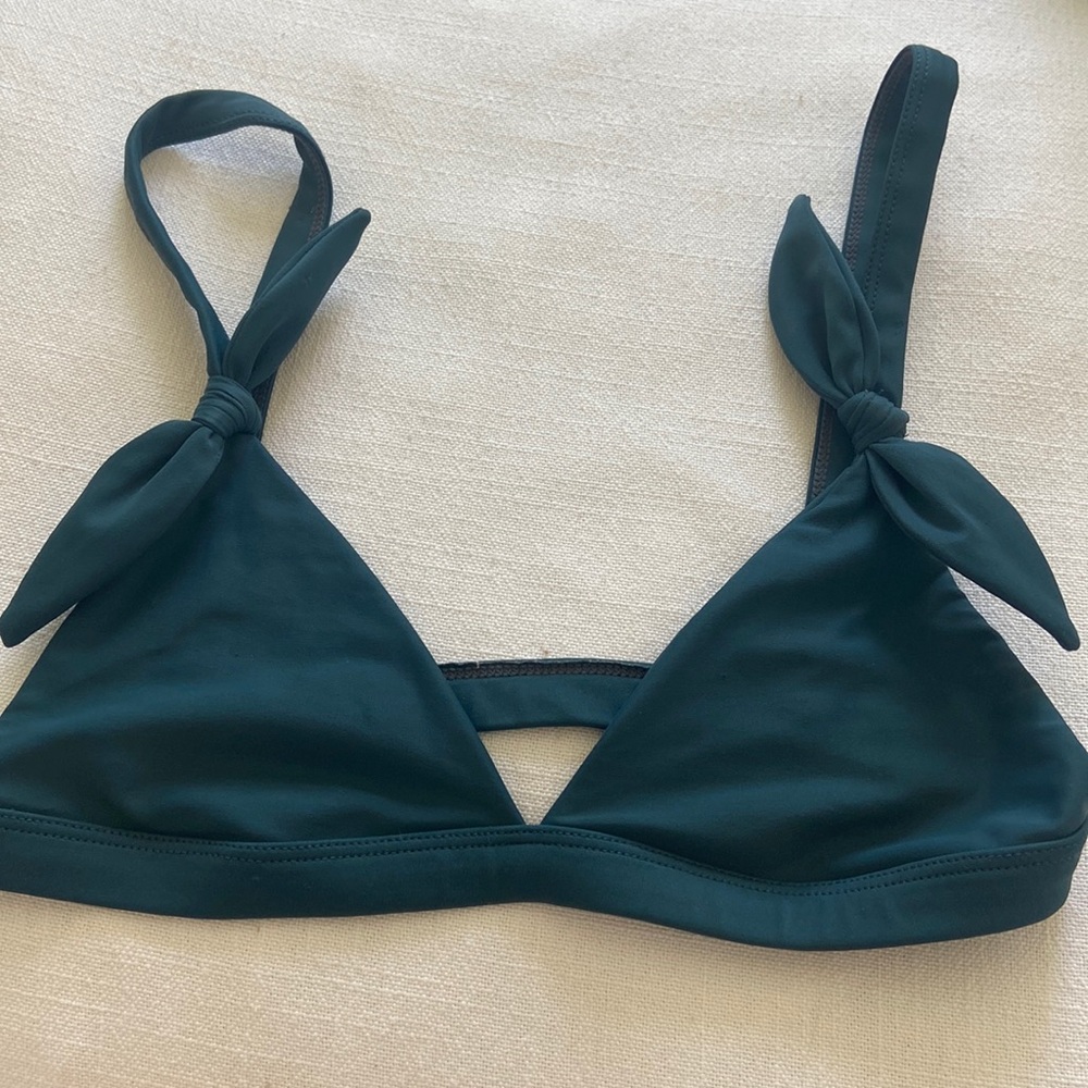 Teal Blue Ribbon Bikini Top